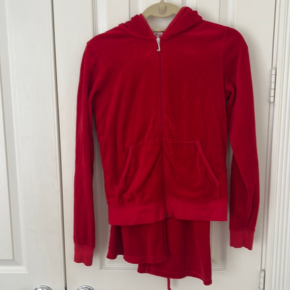 Y2K Red Women's Sweat Suit Pants and Zip Up